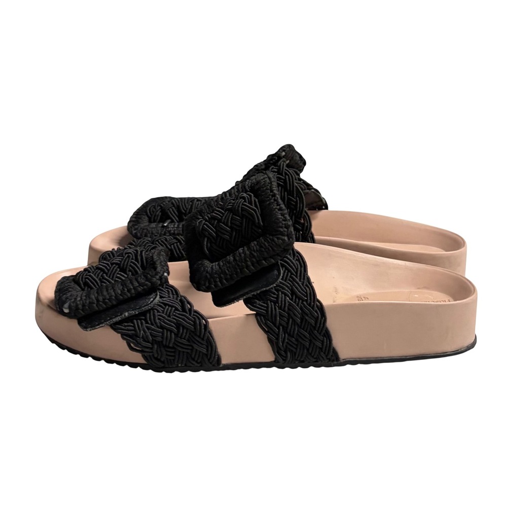 Priscilla Whitaker Brazilian Designer Black Macrame Double Strap Sandals Size 6 - Picture 3 of 10